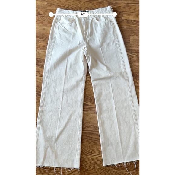 Veronica beard Ecru TAYLOR CROPPED WIDE-LEG high rise JEAN size 32/ US 14 - Picture 8 of 15